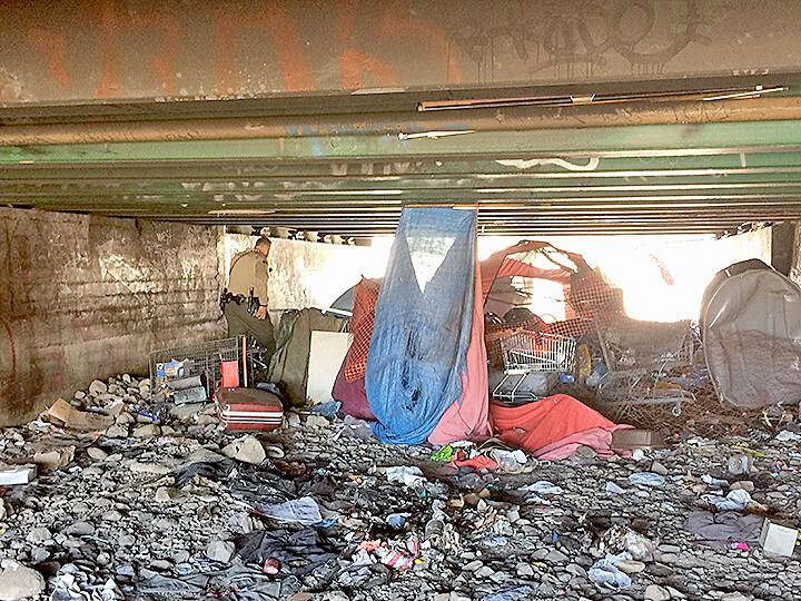 Freeway encampment